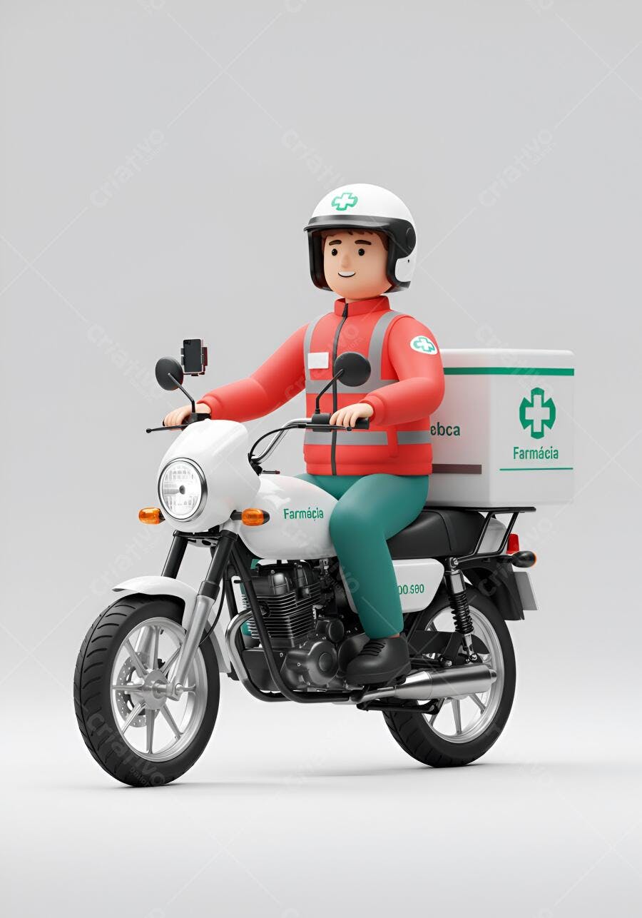 Motociclista entregando remédios