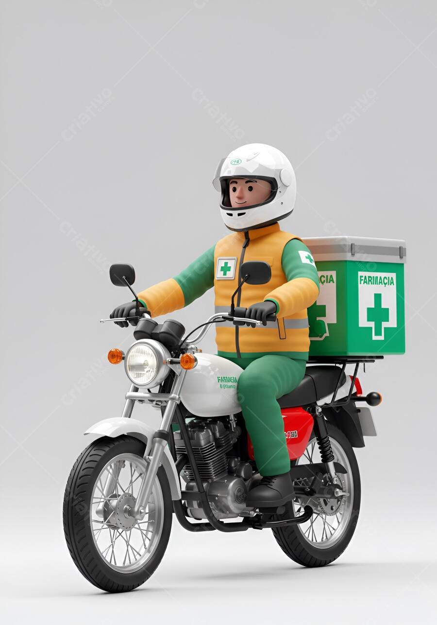 Motociclista entregador de farmácia
