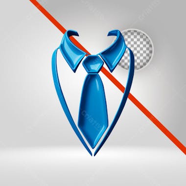 Gravata 3D Azul para Dia Dos Pais, Elemento PNG Transparente