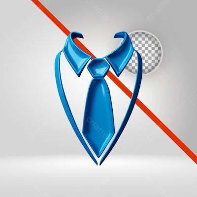 Gravata 3D Azul para Dia Dos Pais, Elemento PNG Transparente