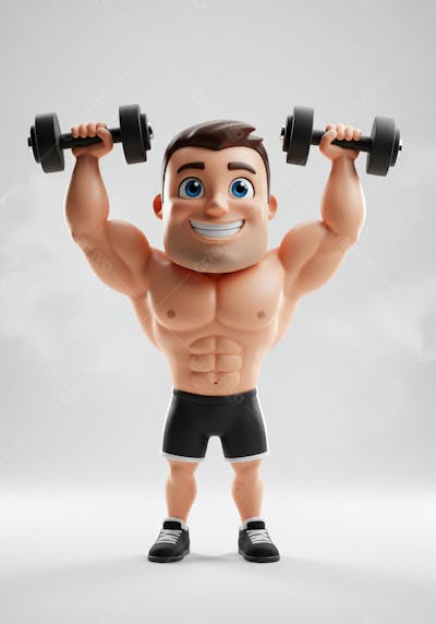 Ilustração 3D de personagem musculoso (1)