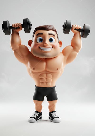 Ilustração 3D de personagem musculoso (2)