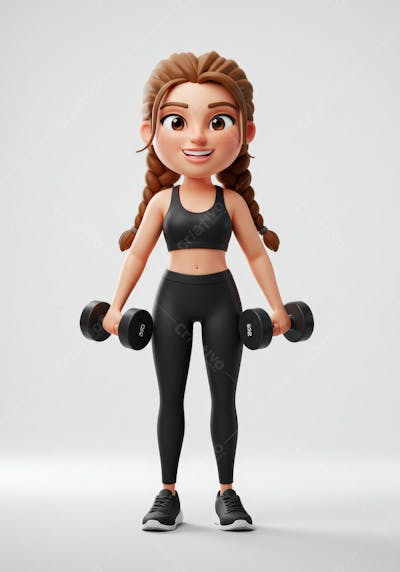 Menina com halteres - Personagem 3D