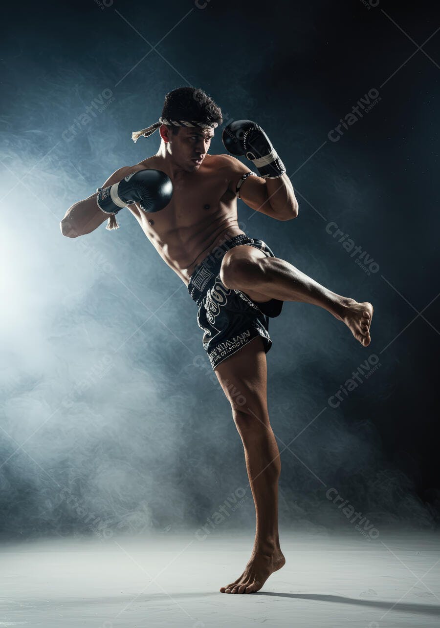 Lutador de Muay Thai em ação