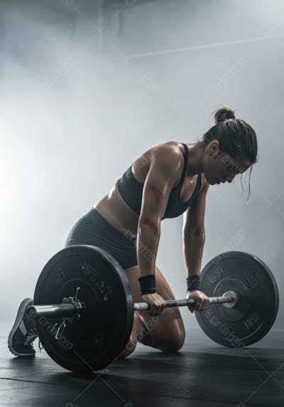 Mulher exausta de um treino intenso