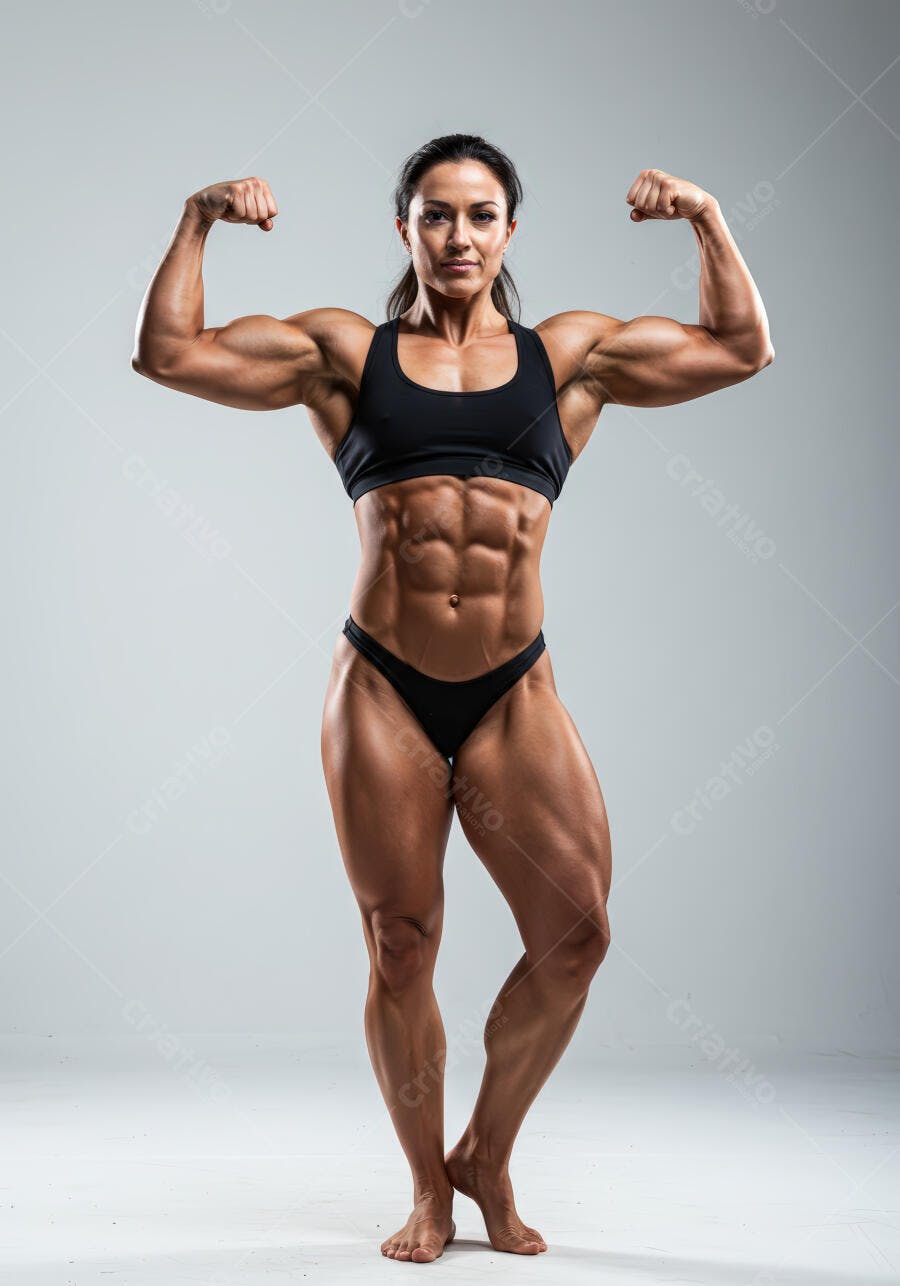 Fisiculturista Mulher com Músculos Definidos