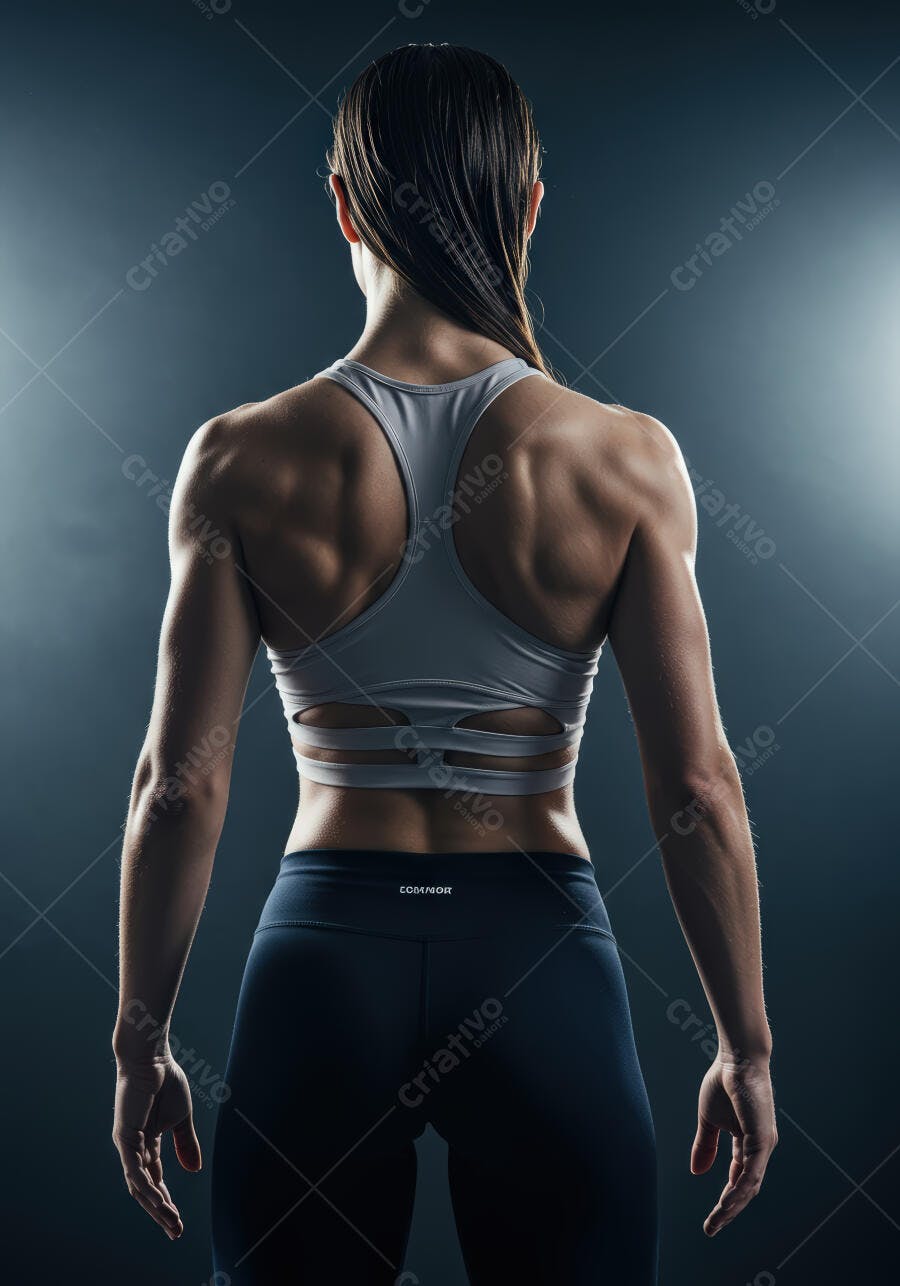 Atleta mulher costas musculosas estúdio