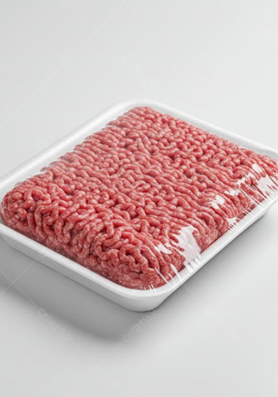 Carne moída embalada em bandeja