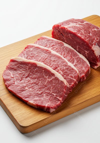 Bife de carne cortado em fatias sobre tábua (2)