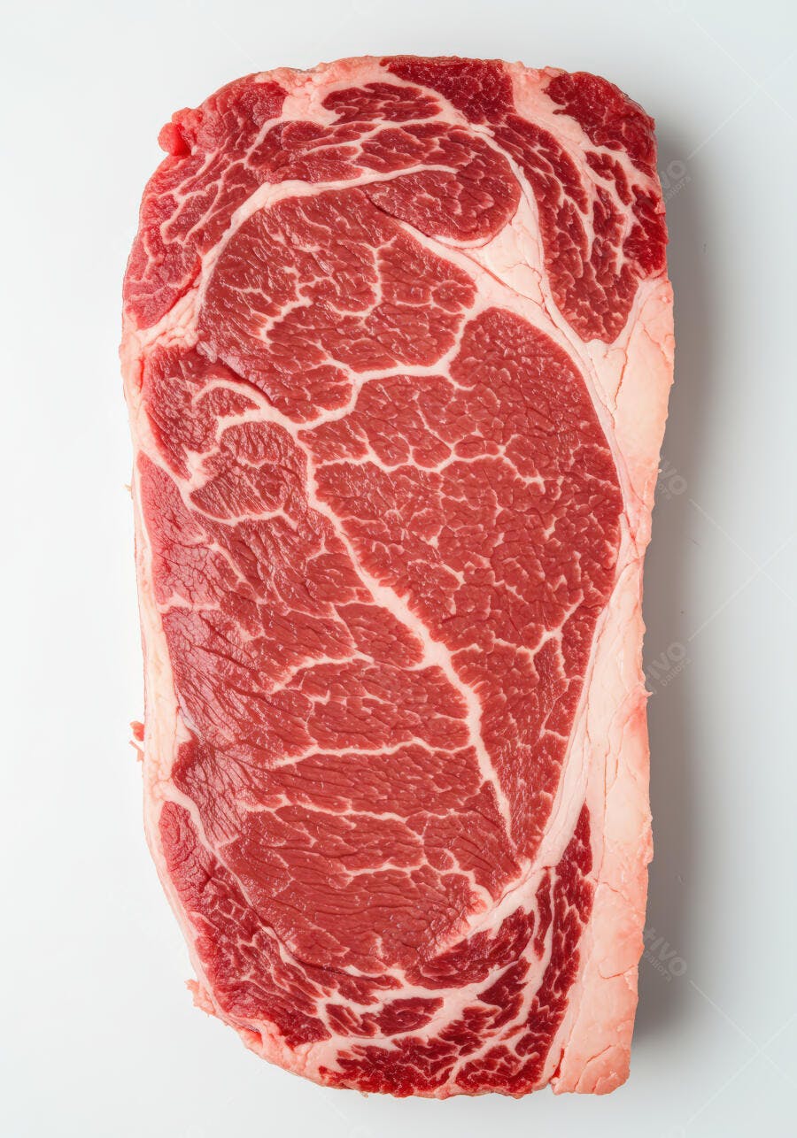 Corte de carne bovina cru sobre fundo branco