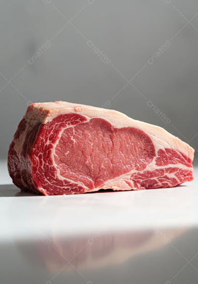 Corte inteiro de carne crua bovina com gordura aparente