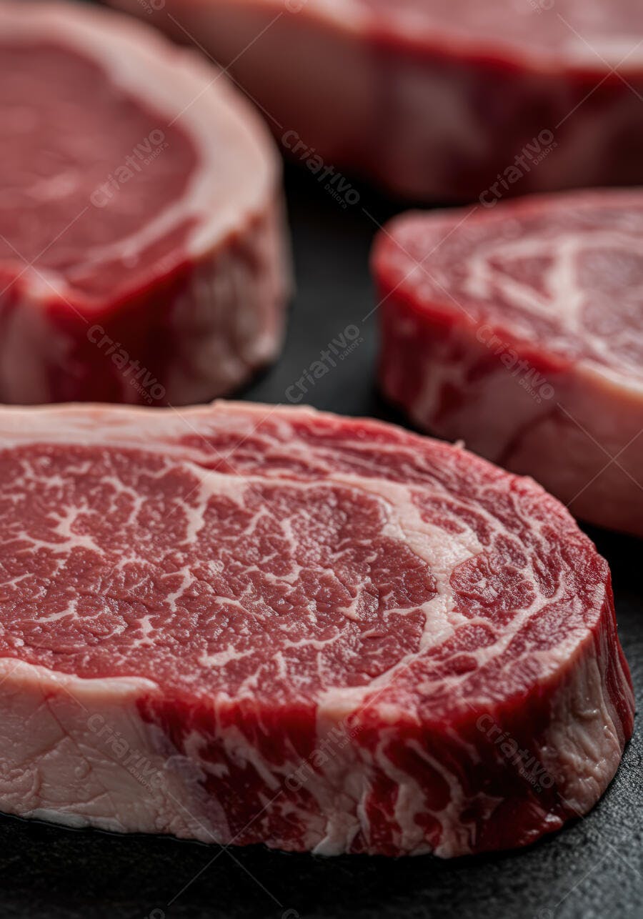 Corte de Ribeye cru sobre fundo escuro