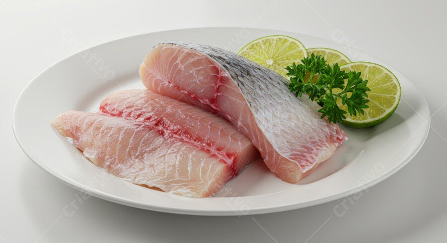 Filés de peixe frescos com limão e salsa