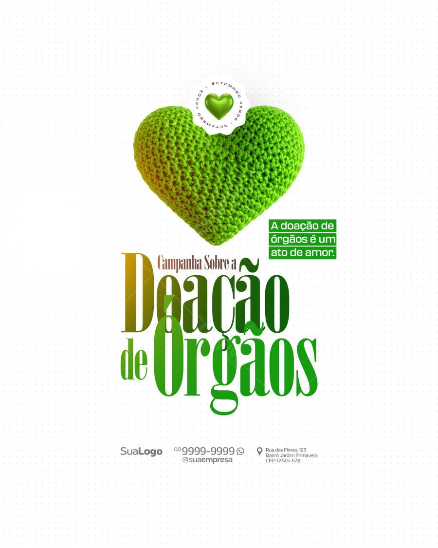 Flyer Campanha Setembro Verde Doação de Órgãos PSD Editável