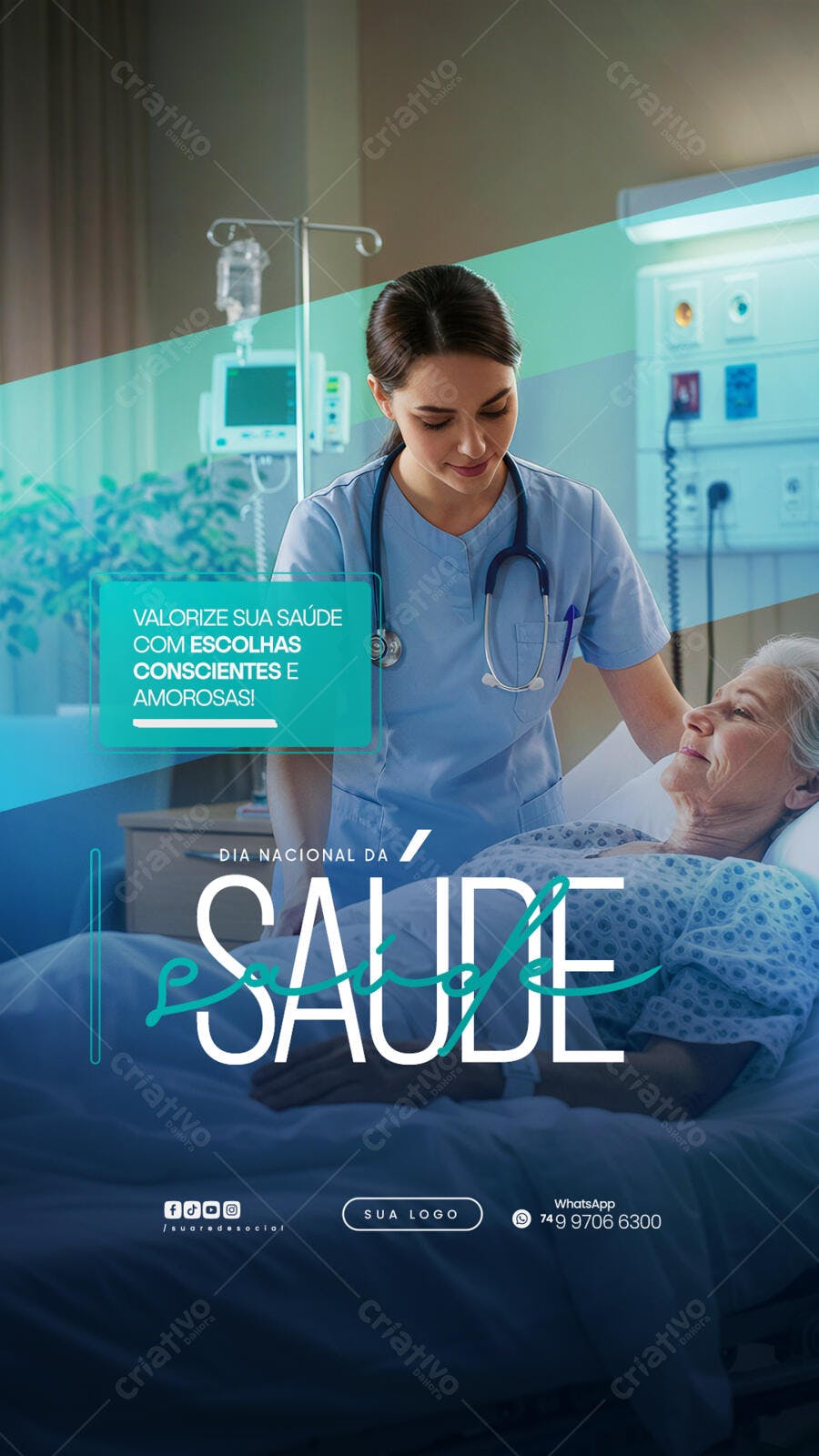 Flyer Dia Nacional da Saúde PSD Editável