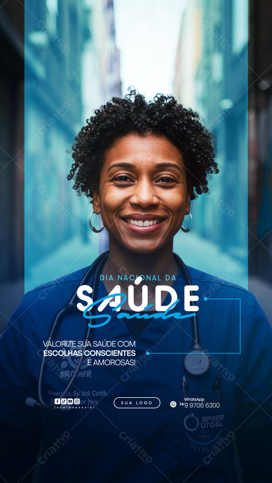 Flyer Dia Nacional da Saúde PSD Editável