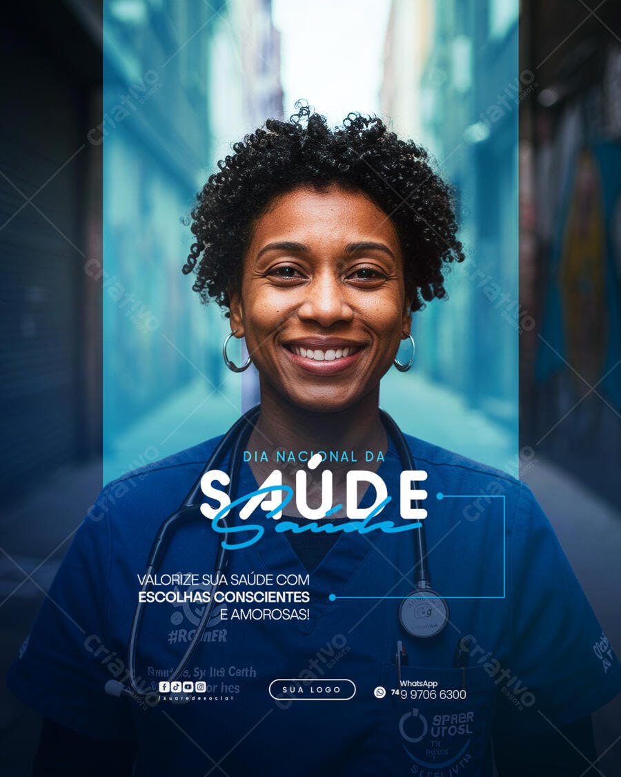 Flyer Dia Nacional da Saúde PSD Editável