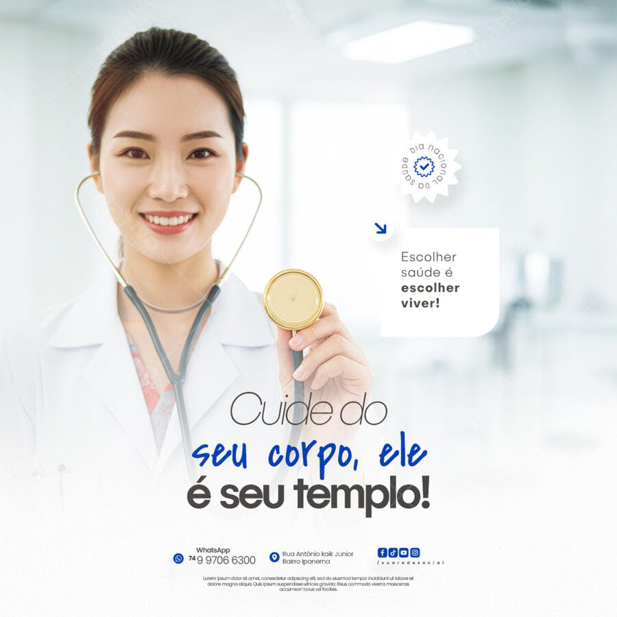 Post para Redes Sociais Médico PSD Editável