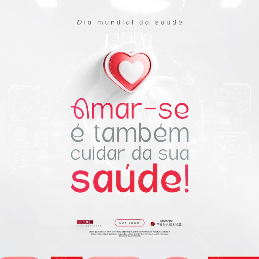 Flyer Dia Mundial da Saúde PSD Editável