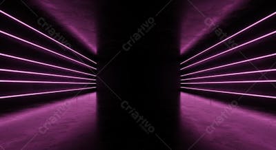 Corredor escuro com luzes de neon rosa