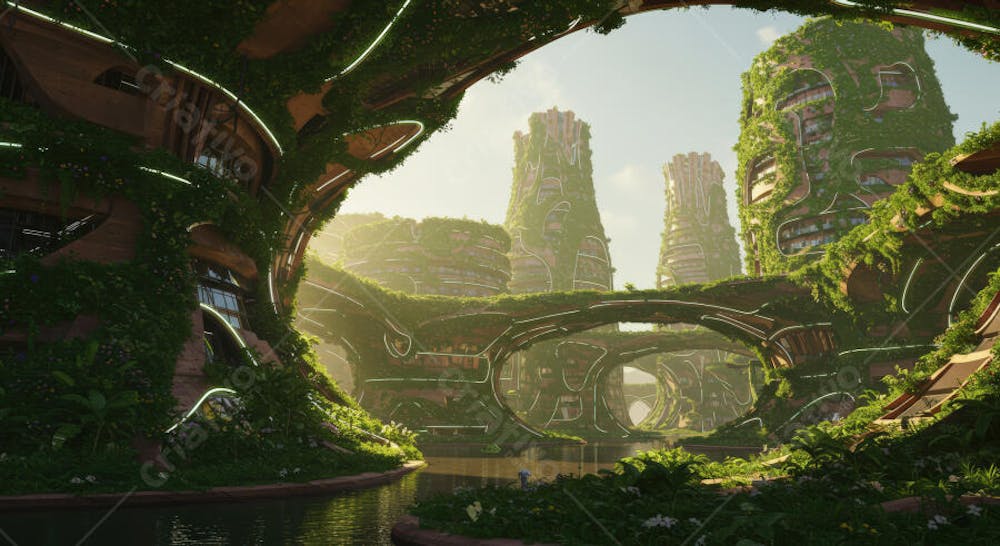 Ecocidade Futurista com Arquitetura Verde