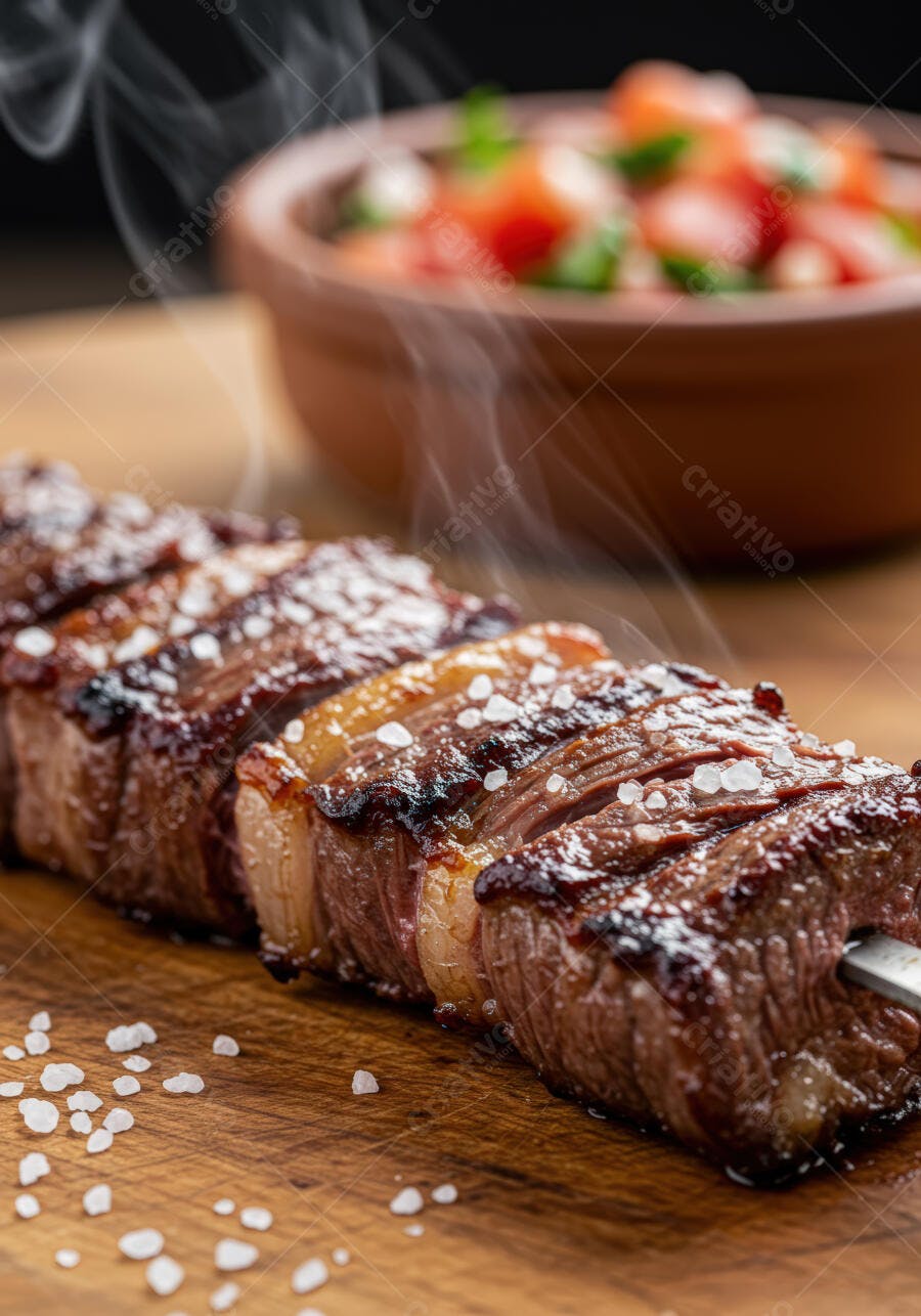 Picanha grelhada na brasa com sal grosso