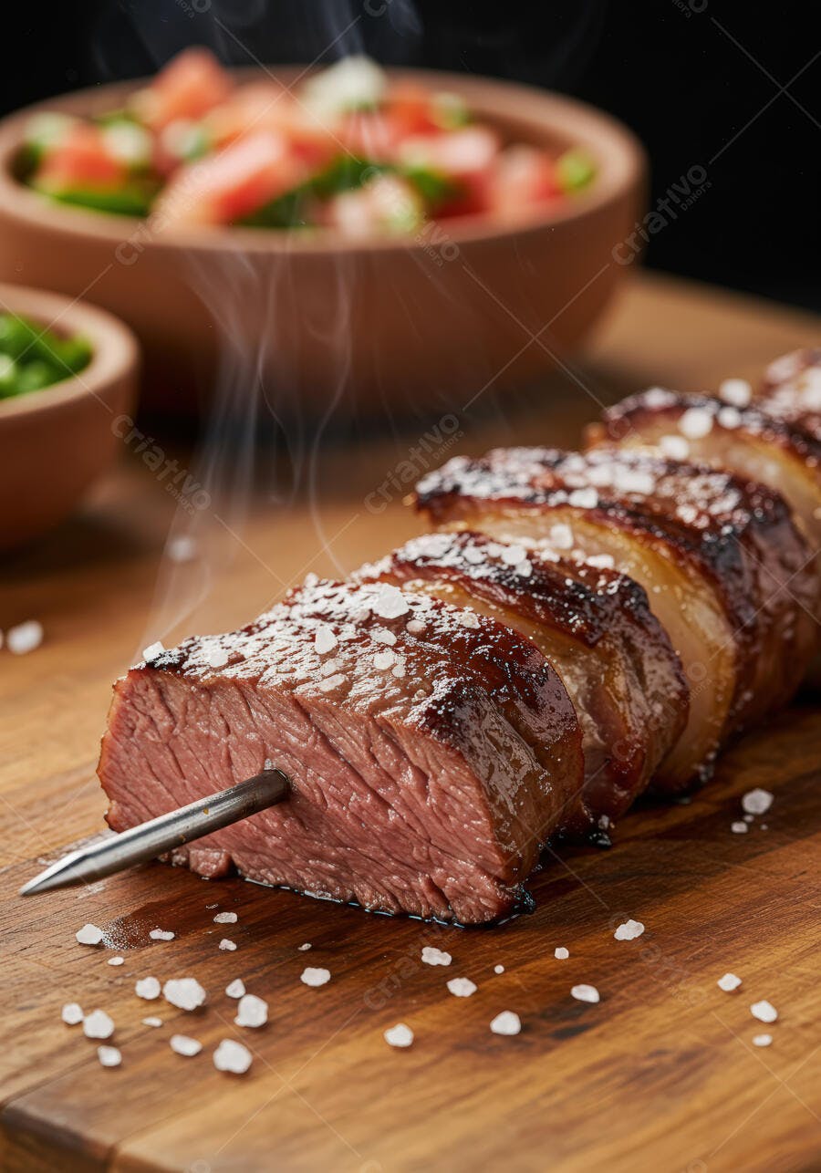 Picanha grelhada com sal grosso na tábua