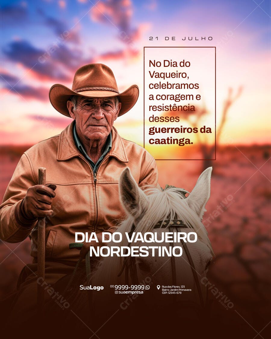 Flyer Dia do Vaqueiro Nordestino 21 de Julho PSD Editável