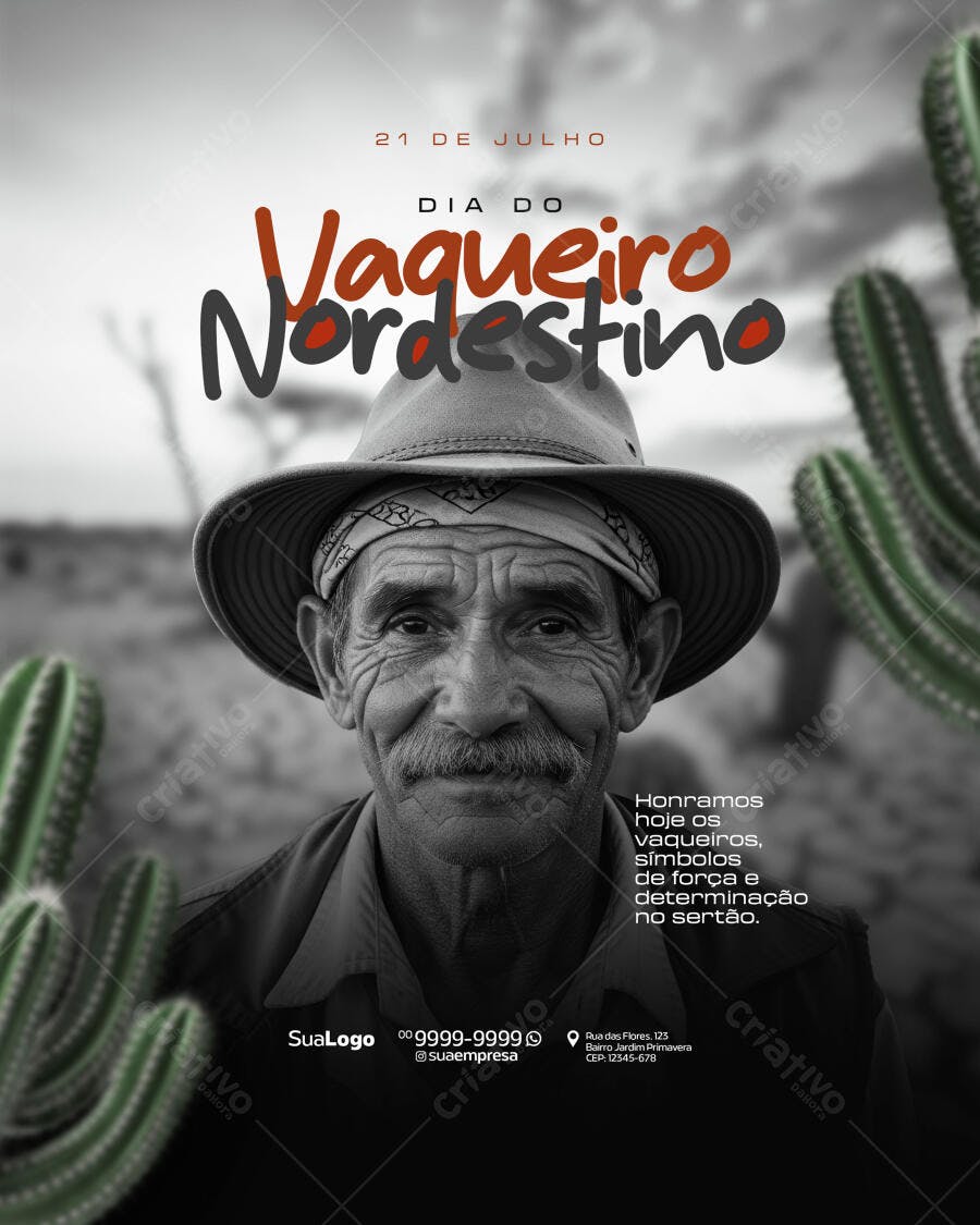 Flyer Dia do Vaqueiro Nordestino 21 de Julho PSD Editável