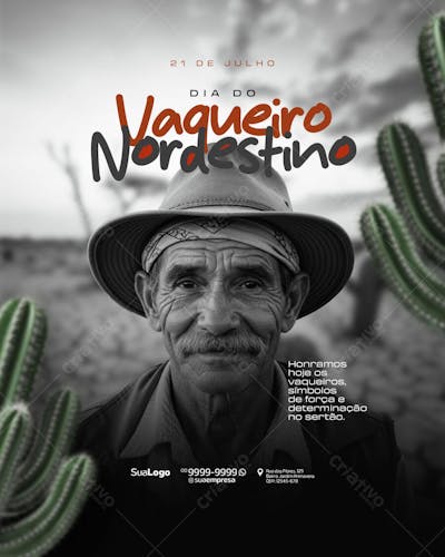Dia do Vaqueiro Nordestino 21 de Julho Social Media PSD Editável (1)
