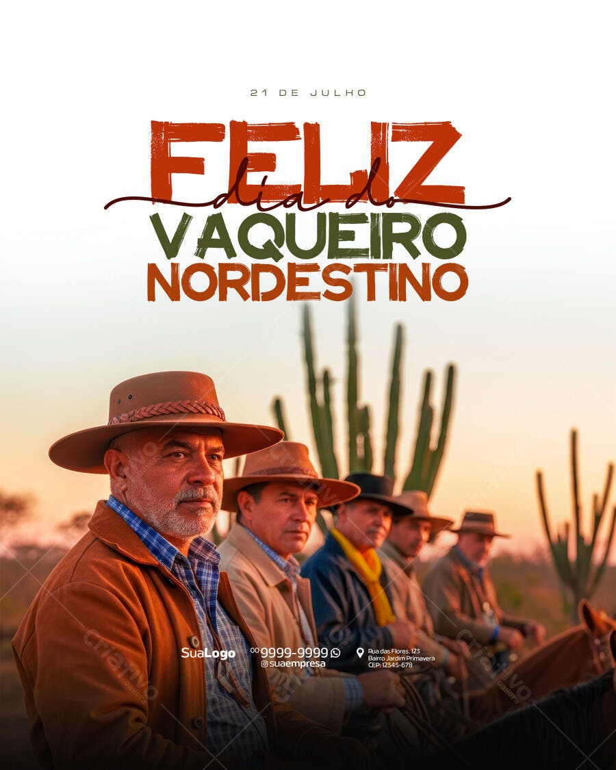 Flyer Dia do Vaqueiro Nordestino 21 de Julho PSD Editável