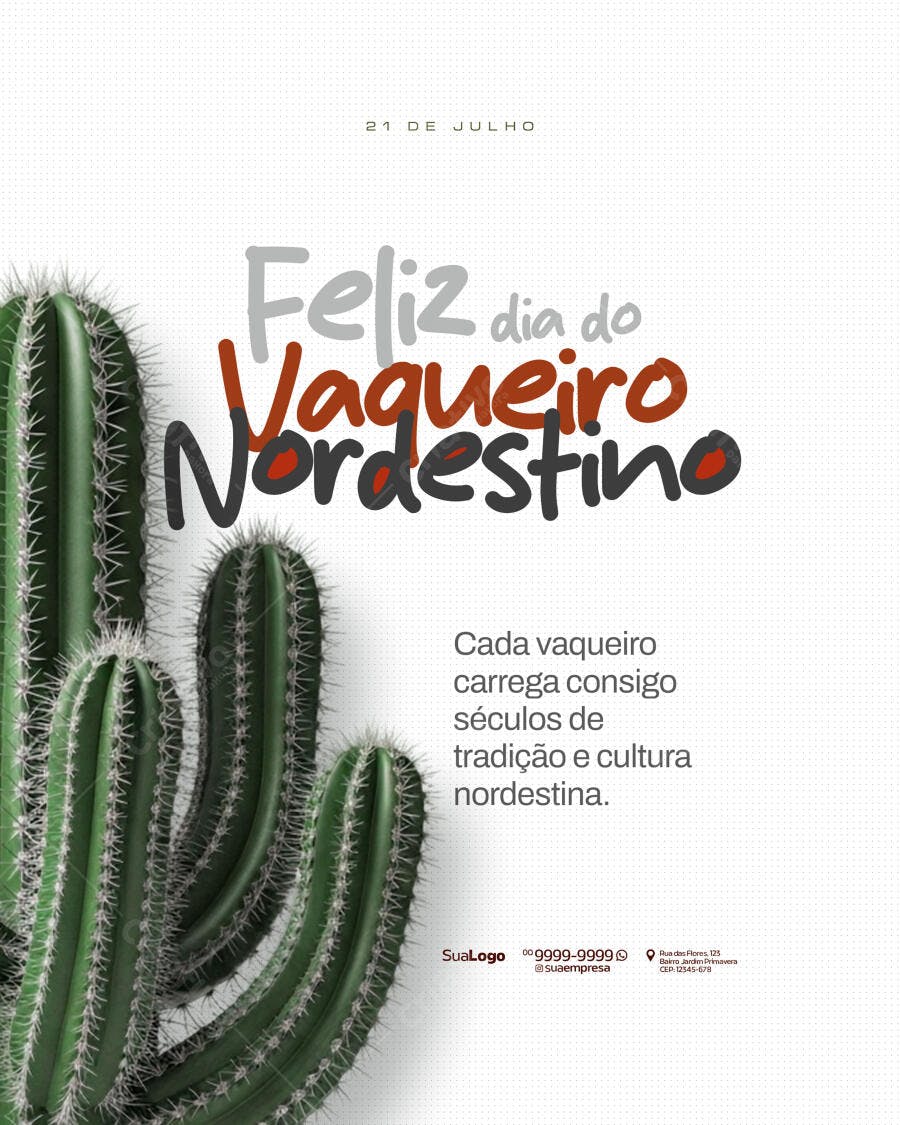 Flyer Dia do Vaqueiro Nordestino 21 de Julho PSD Editável