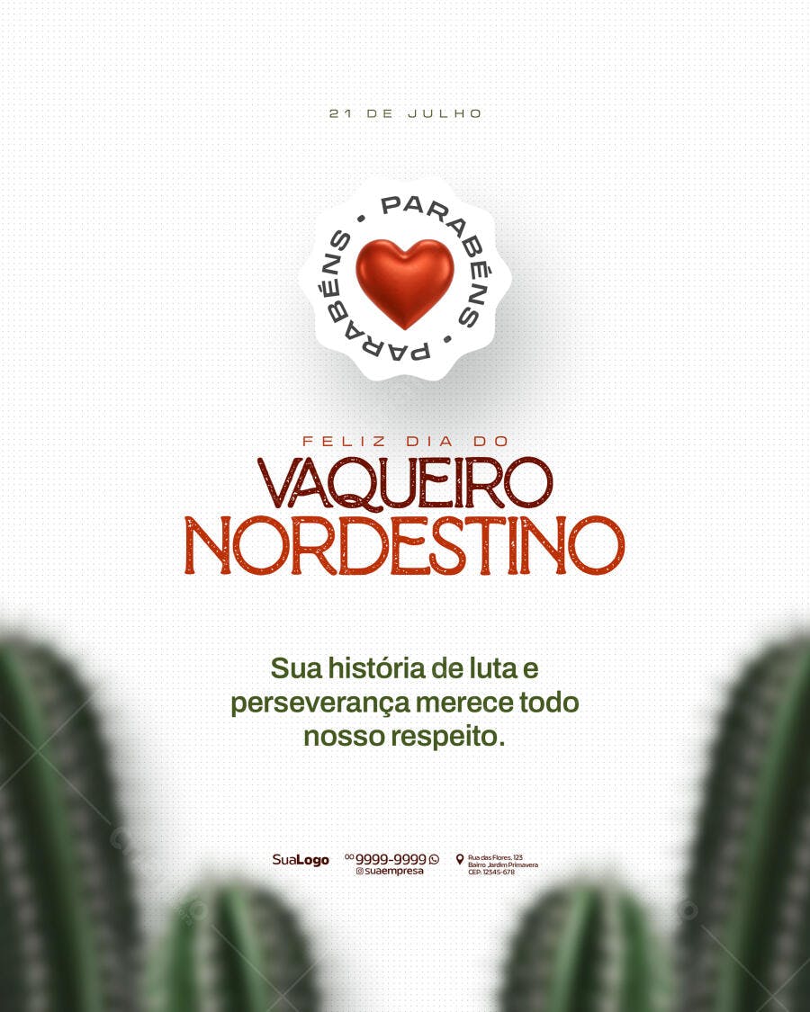 Flyer Dia do Vaqueiro Nordestino 21 de Julho PSD Editável