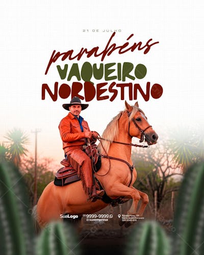 Dia do Vaqueiro Nordestino 21 de Julho Social Media PSD Editável (4)