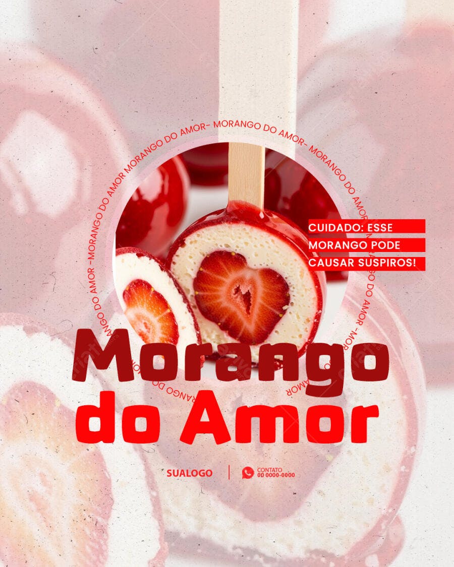 Flyer Morango do Amor PSD Editável