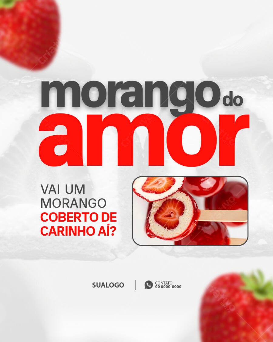 Postagem Instagram Morango do Amor PSD Editável