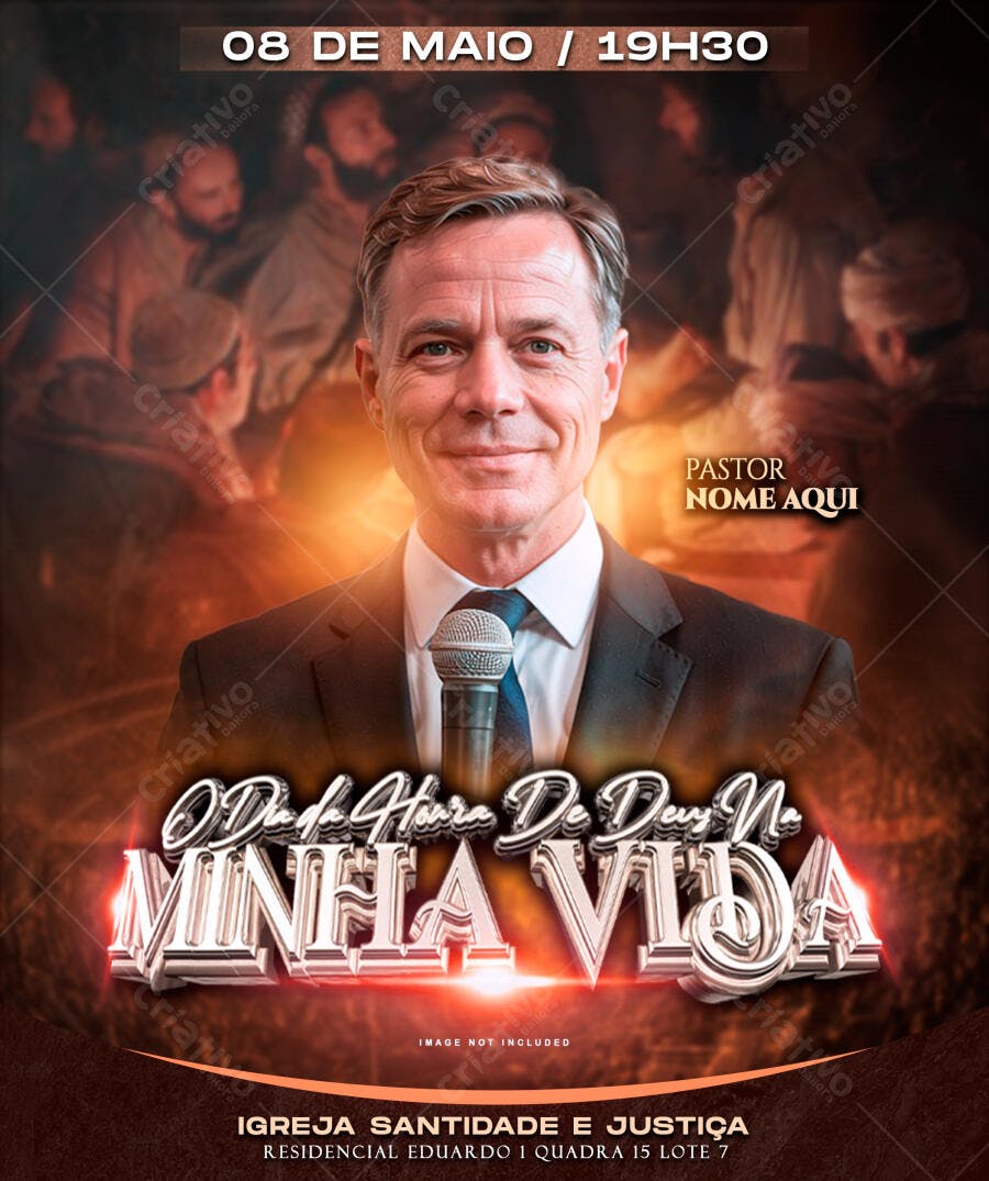 Flyer Igreja 08 de Maio PSD Editável