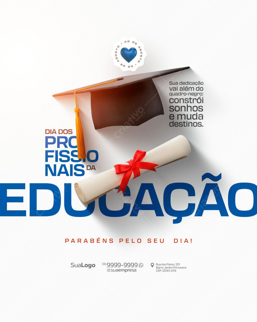 Flyer Dia dos Professores 05 de Agosto PSD Editável