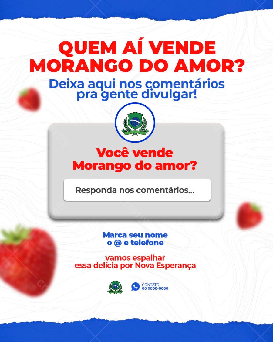 Postagem para Redes Sociais Morango do Amor PSD Editável