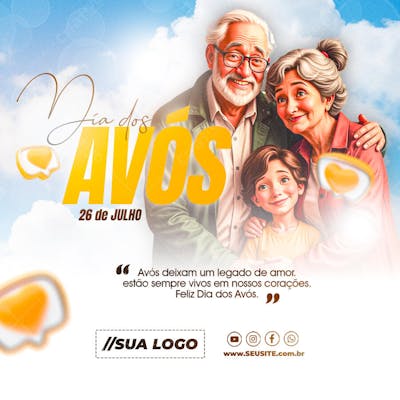 Dia dos Avós 26 de Julho Social Media PSD Editável