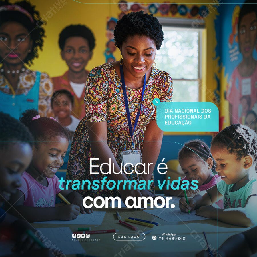 Post para o Dia Nacional dos Profissionais da Educação PSD Editável