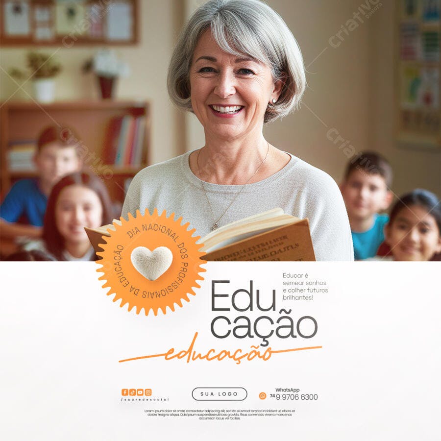 Flyer Dia do Professor PSD Editável