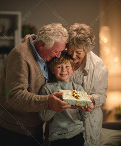 IMAGEM DO DIA DOS AVÓS GERADA POR IA AVÓS E NETOS FELIZES COMEMORANDO (8)