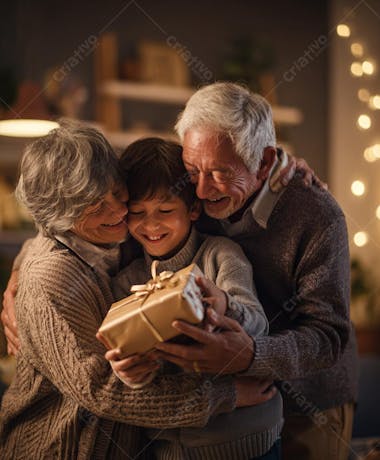 IMAGEM DO DIA DOS AVÓS GERADA POR IA AVÓS E NETOS FELIZES COMEMORANDO (7)