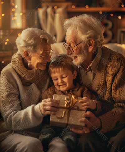 IMAGEM DO DIA DOS AVÓS GERADA POR IA AVÓS E NETOS FELIZES COMEMORANDO (5)