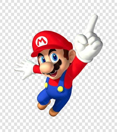 Super Mario pulando apontando para cima