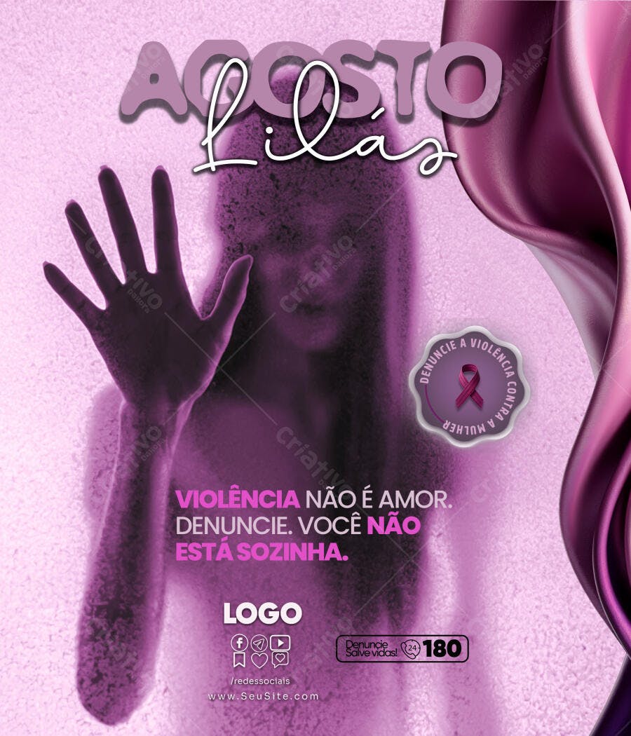 Agosto Lilás: Flyer Combate à Violência contra a Mulher PSD