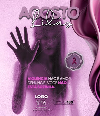 Psd feed editavel agosto lilas contra a violencia da mulher