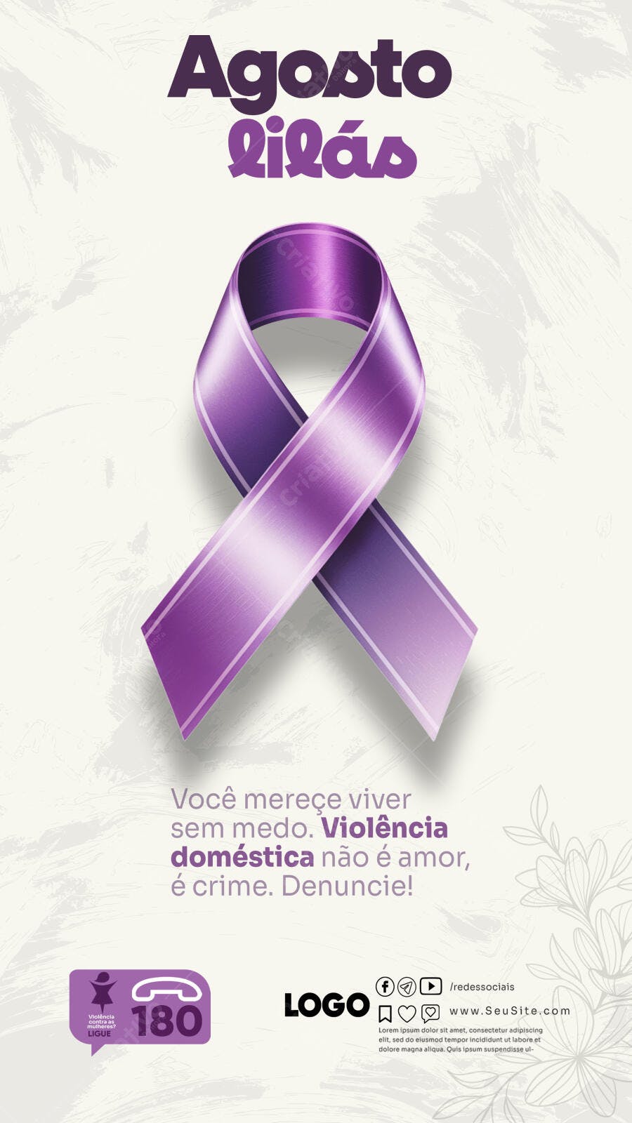 Flyer Agosto Lilás PSD Editável