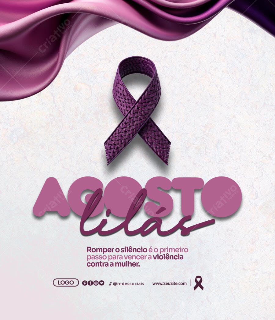 Flyer Agosto Lilás PSD Editável